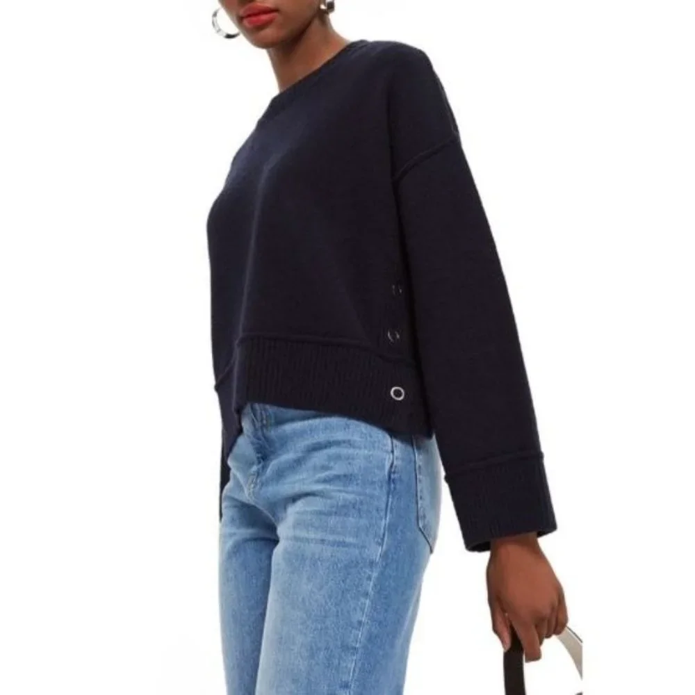 NWT Topshop Mo Seam Detail Popper Sweater Size US 10